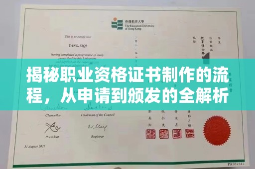 中堂揭秘职业资格证书制作的流程，从申请到颁发的全解析